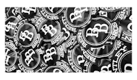 a black and white photo of a group of black and white stickers