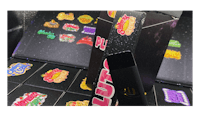 a box with a lot of stickers on it